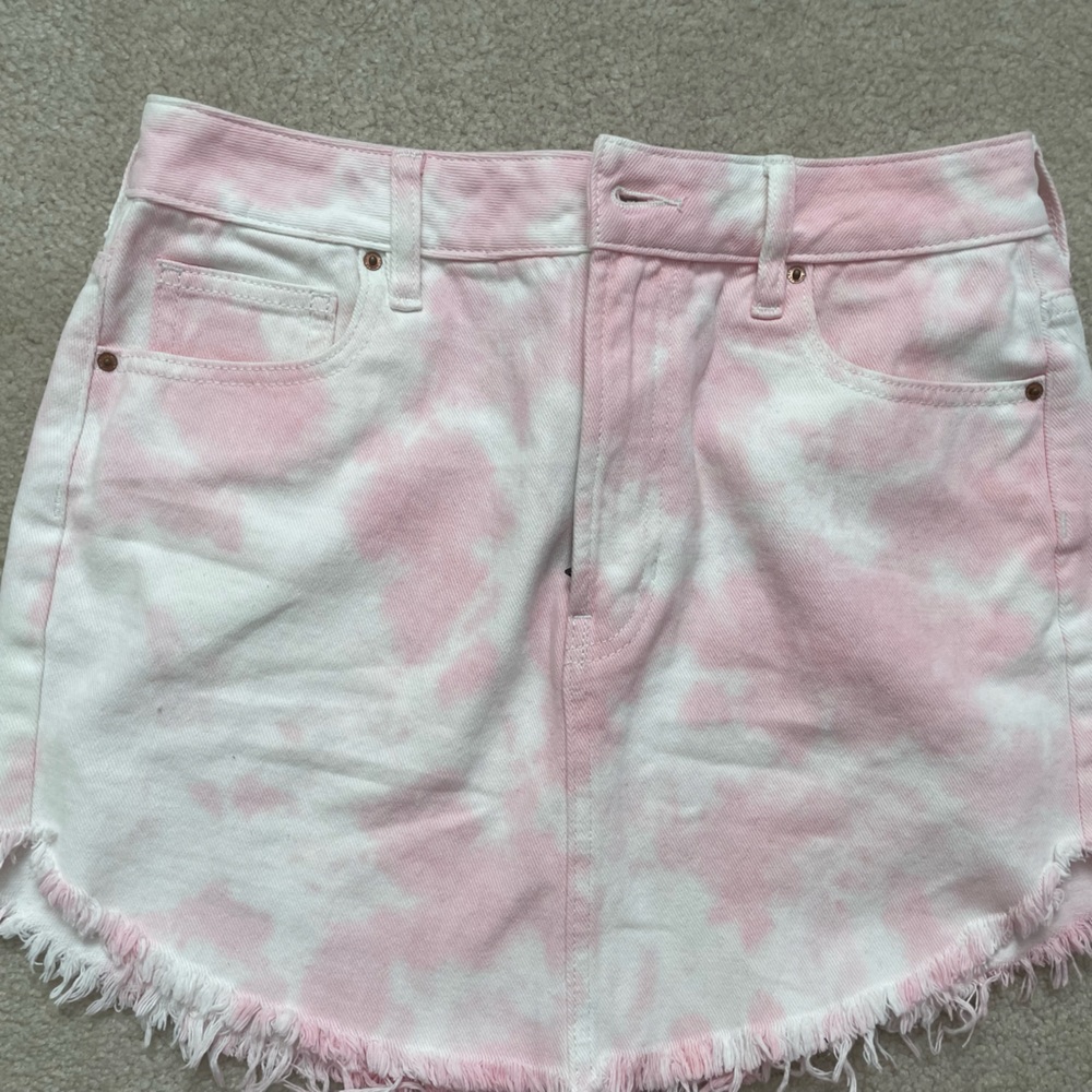 pink and white Pacsun jean skirt